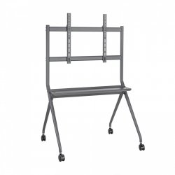 AISENS PRO Floor Stand with Wheel, 1 Tray for Interactive Screen/TV 120Kg from 50-86, Black
