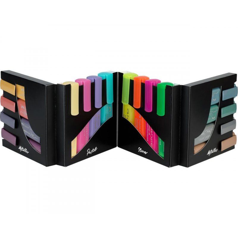 Faber-Castell 254603 marqueur 16 pièce(s) Pointe biseautée Métallique, Multicolore, Pastel