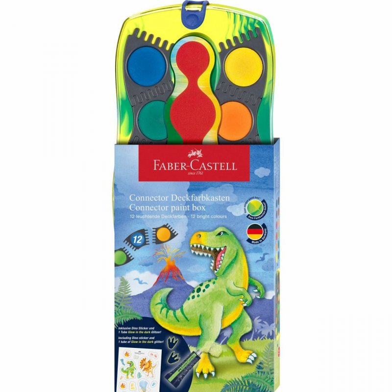 Faber-Castell - Paint box Connector 12 colours dinosaur (125013)