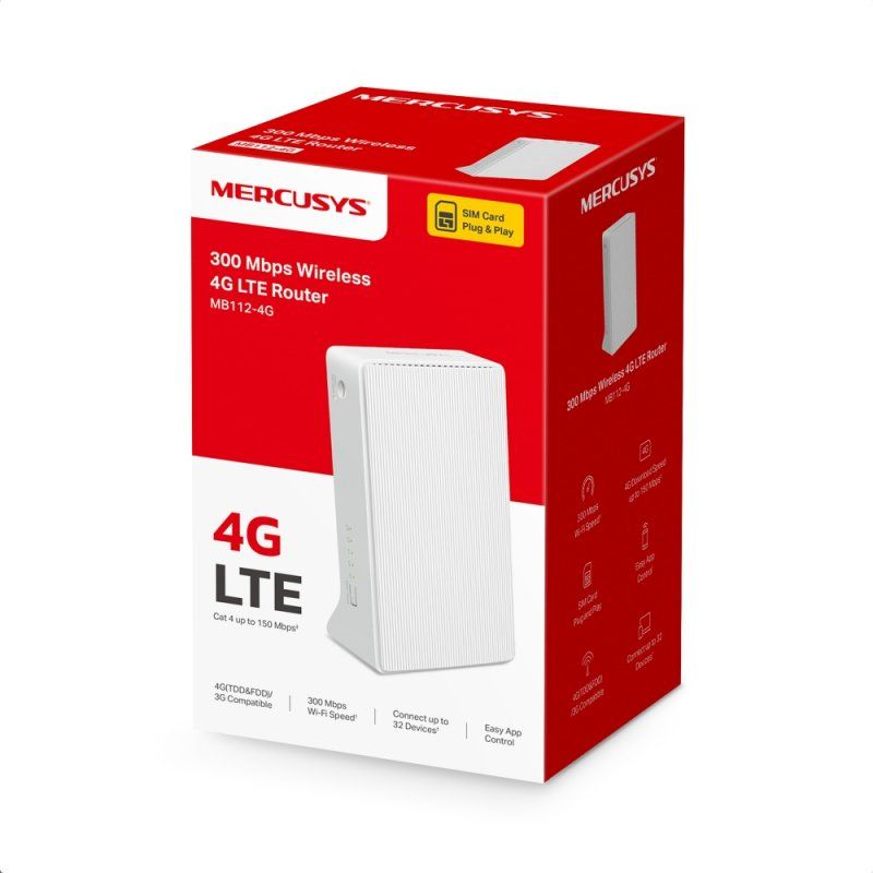 Mercusys MB112-4G routeur sans fil Fast Ethernet Monobande (2,4 GHz) Blanc