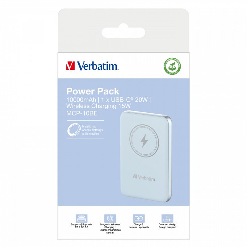 VERBATIM POWER BANK 10000 BLEU