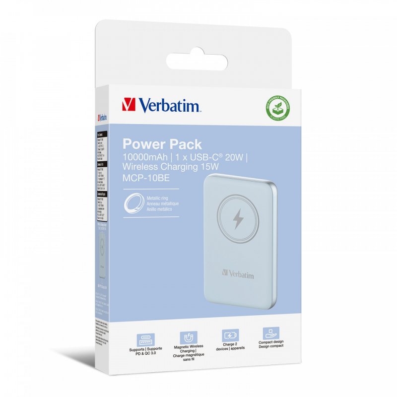 VERBATIM POWER BANK 10000 BLEU