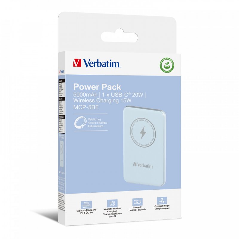 VERBATIM POWER BANK 5000 BLEU