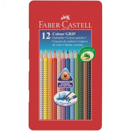Faber-Castell - Coloured pencil Colour Grip tin of 12 (112413)