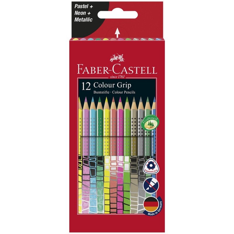 Faber-Castell - 12 Colour Pencil Colour Grip Special Pastel-Neon Box (201569)