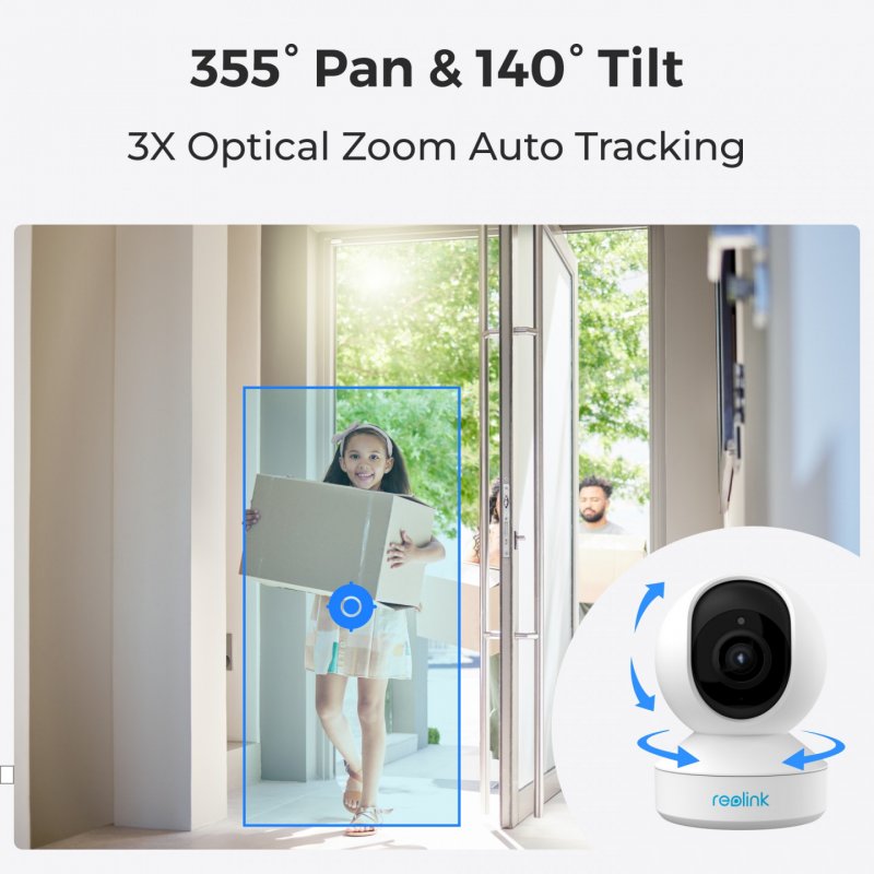 Reolink E Series E340 - 5MP Indoor Wi-Fi Camera, Pan & Tilt, 3X Optical Zoom, Person/Pet Detection, Auto Tracking