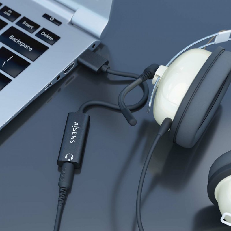 AISENS A106-0770 changeur de genre de câble USB-A 3,5 mm Noir