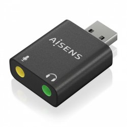 AISENS USB-A to Audio Converter 48Khz, USB-A/M-2xJack 3.5/H, Black