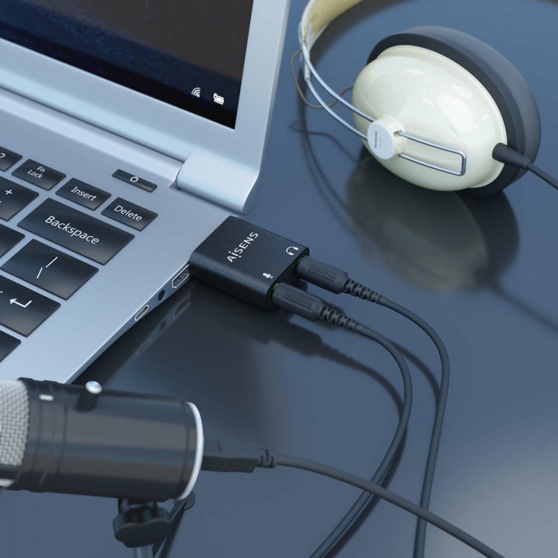 AISENS A106-0768 changeur de genre de câble USB-A 2x 3.5 mm Noir