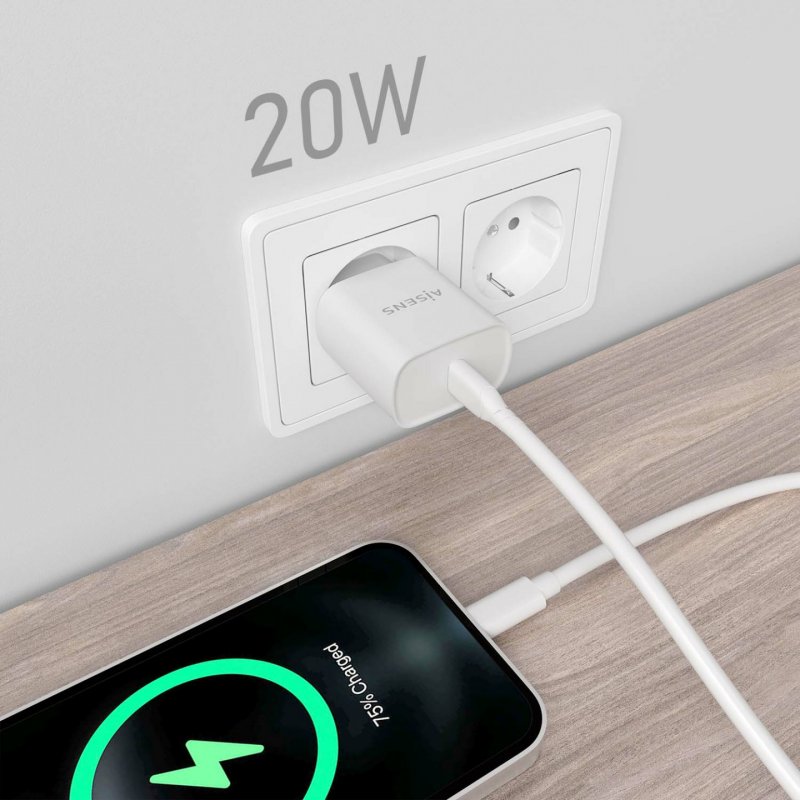 CARGADOR AISENS USB-C PD3.0 1 PUERTO 1XUSB-C 20W BLANCO