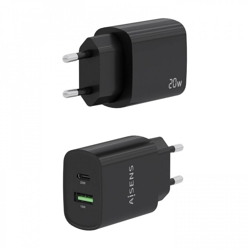 AISENS A110-0755 chargeur d'appareils mobiles Universel Noir Secteur Charge rapide Intérieure