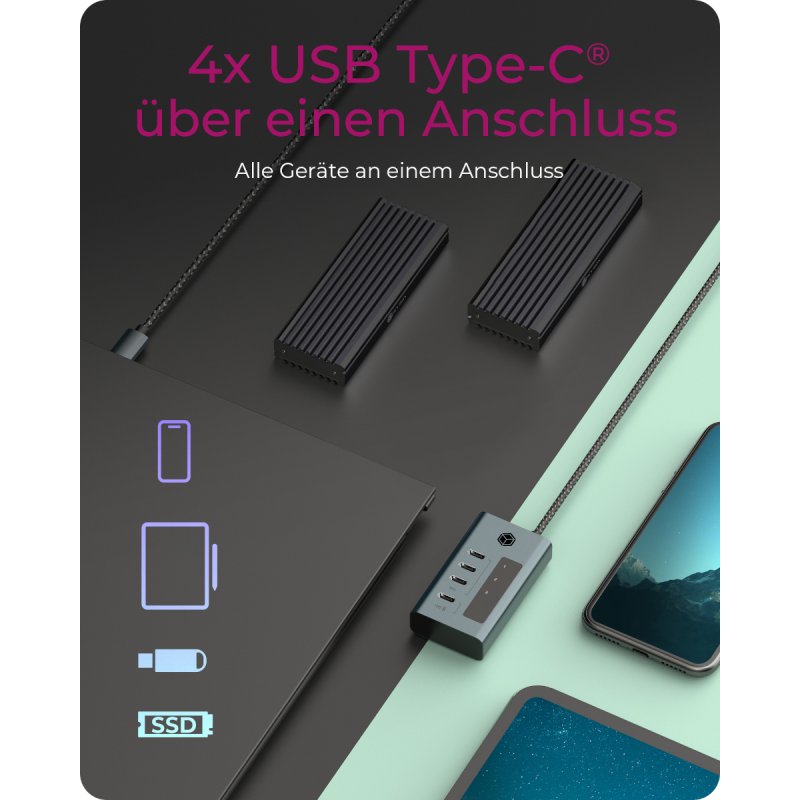 USB Hub ICY BOX USB3.2 Gen 2 Type-C 4-Port