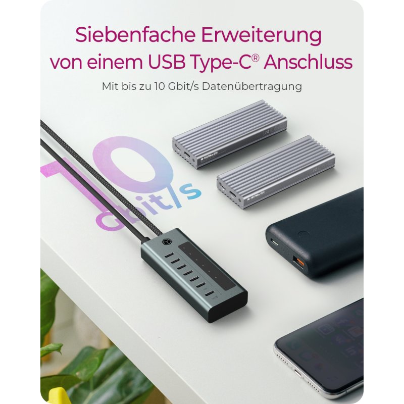 ICY BOX IB-HUB1457-C31 USB-C HUB 7-Port 7xUSB-C Display