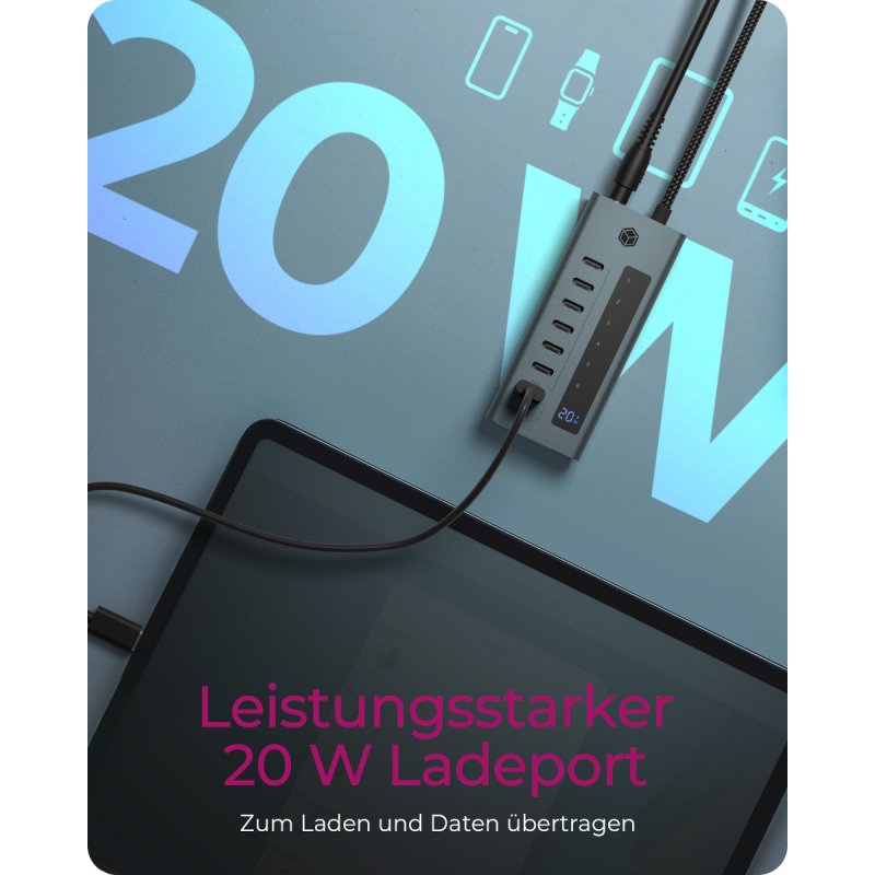 ICY BOX IB-HUB1457-C31 USB-C HUB 7-Port 7xUSB-C Display
