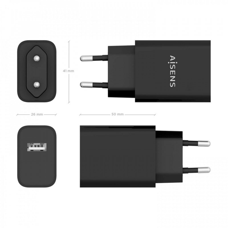 AISENS A110-0854 mobile device charger Universal Black AC Indoor