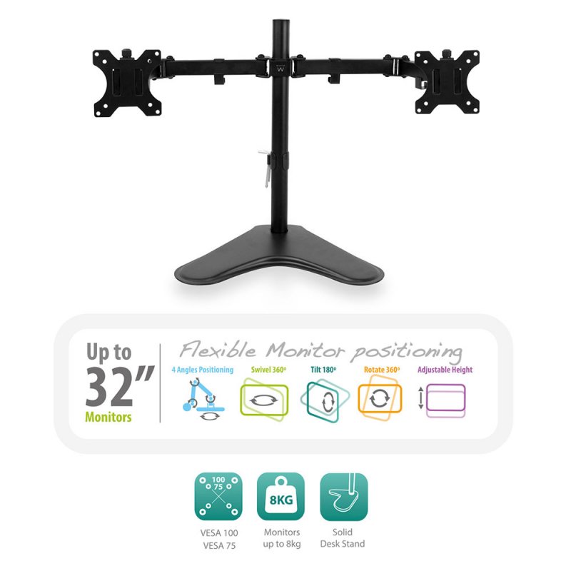 Ewent EW1536 support d'écran plat pour bureau 81,3 cm (32") Noir