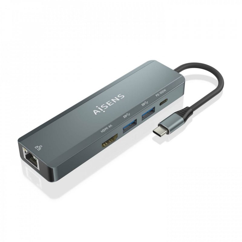 USB-C DOCK AISENS 5 EN 1 USB-C A 1XHDMI 1XRJ45 2XUSB 1XPD 15CM