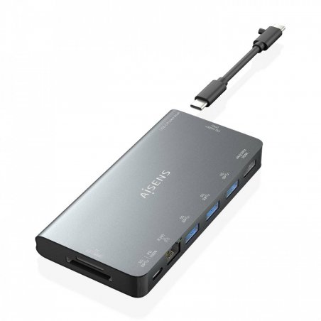USB-C DOCK AISENS 8 EN 1 HDMI RJ45 3XUSB-A USB-C DATOS PD 1XSD 1XMICRO SD