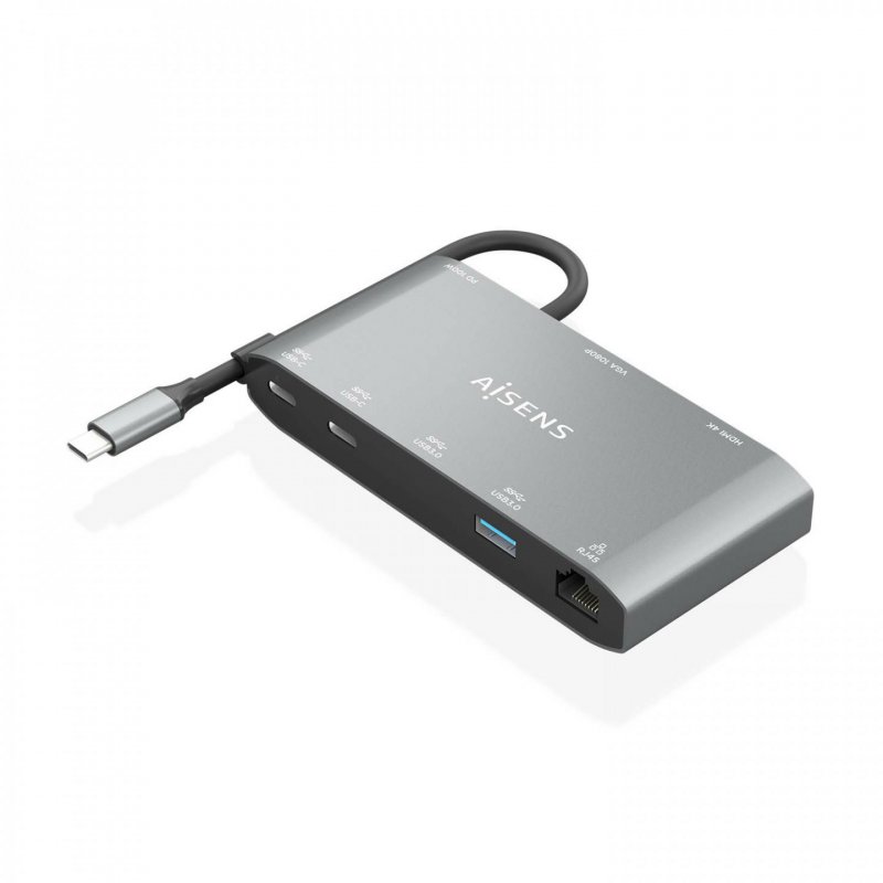 USB-C DOCK AISENS 8 EN 1 HDMI VGA RJ45 2XUSB-A 2XUSB-C 5G USB-C PD