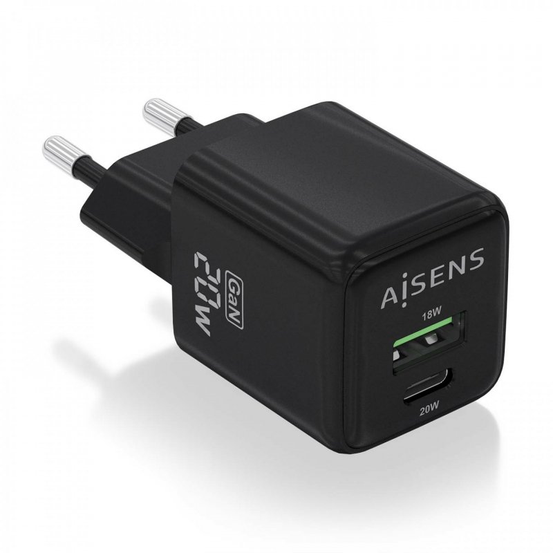 AISENS ASCH-20W2P011-BK chargeur d'appareils mobiles Universel Noir Secteur Charge rapide Intérieure
