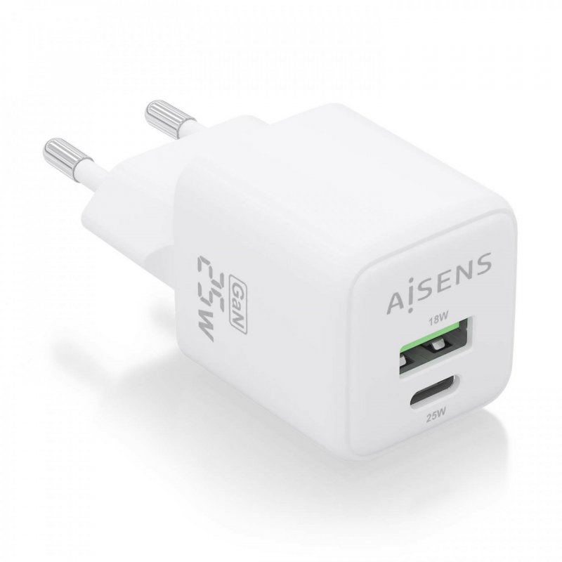AISENS ASCH-25W2P014-W mobile device charger Universal White AC Fast charging Indoor