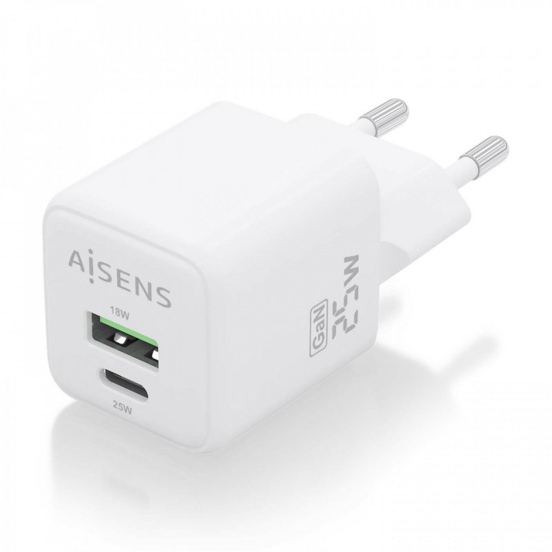 AISENS ASCH-25W2P014-W mobile device charger Universal White AC Fast charging Indoor