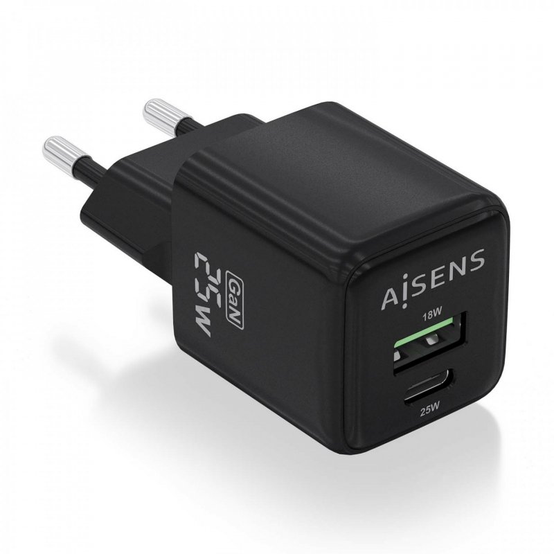 AISENS ASCH-25W2P015-BK chargeur d'appareils mobiles Universel Noir Secteur Charge rapide Intérieure