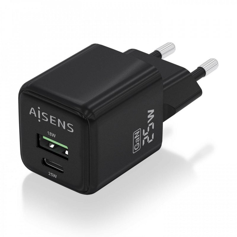 AISENS ASCH-25W2P015-BK chargeur d'appareils mobiles Universel Noir Secteur Charge rapide Intérieure