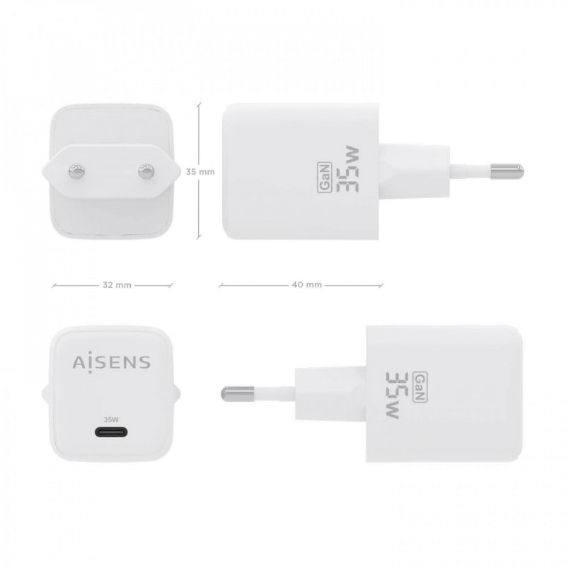 AISENS ASCH-35W1P016-W chargeur d'appareils mobiles Universel Blanc Secteur Charge rapide Intérieure