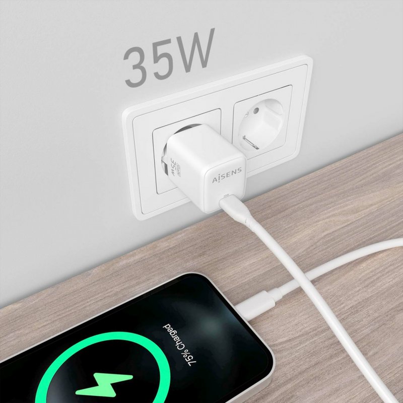 AISENS ASCH-35W1P016-W chargeur d'appareils mobiles Universel Blanc Secteur Charge rapide Intérieure