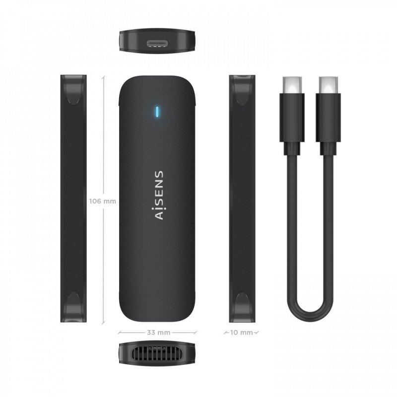 CAJA EXTERNA AISENS M.2 (NGFF) ASM2-024B NVME A USB3.2 GEN2 NEGRA