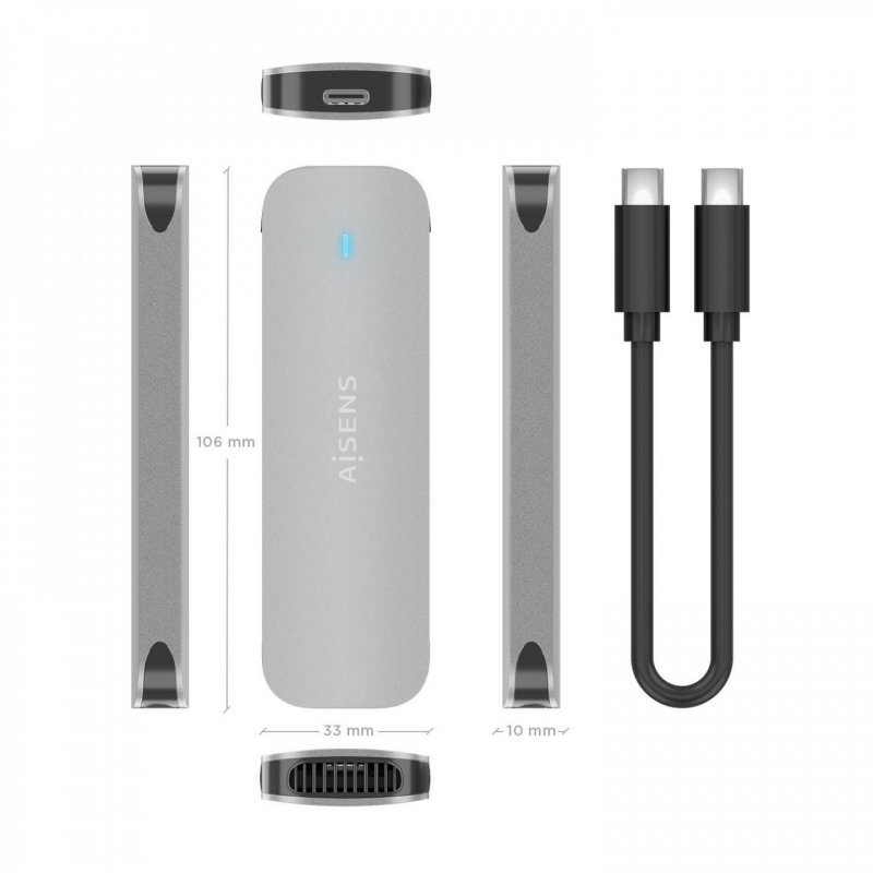 CAJA EXTERNA AISENS M.2 (NGFF) ASM2-025SL NVME A USB3.2 GEN2 PLATA