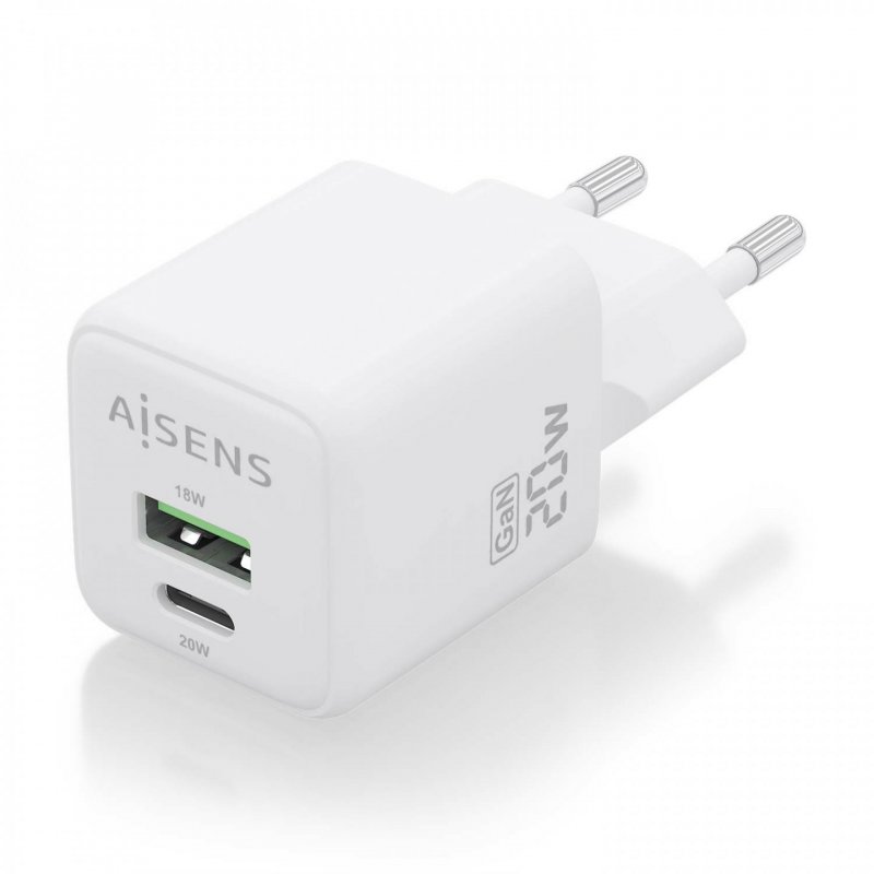AISENS ASCH-20W2P010-W mobile device charger Universal White AC Fast charging Indoor