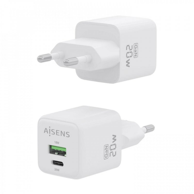 AISENS ASCH-20W2P010-W chargeur d'appareils mobiles Universel Blanc Secteur Charge rapide Intérieure