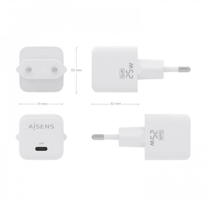 AISENS ASCH-25W1P012-W chargeur d'appareils mobiles Universel Blanc Secteur Charge rapide Intérieure