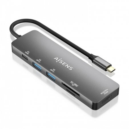 AISENS ASUC-6P016-GR station d'accueil Avec fil USB 3.2 Gen 1 (3.1 Gen 1) Type-C Gris