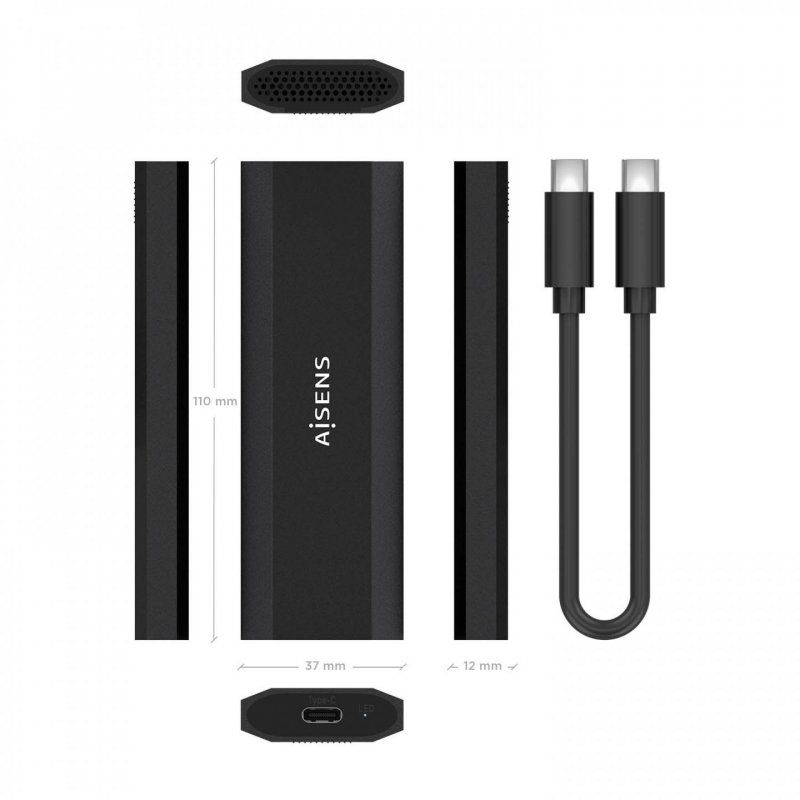 AISENS ASM2-028B Boîtier de disques de stockage Enceinte ssd Noir M.2