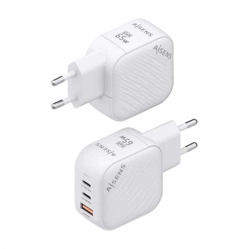 AISENS ASCH-65W3P026-W mobile device charger Universal White AC Fast charging Indoor