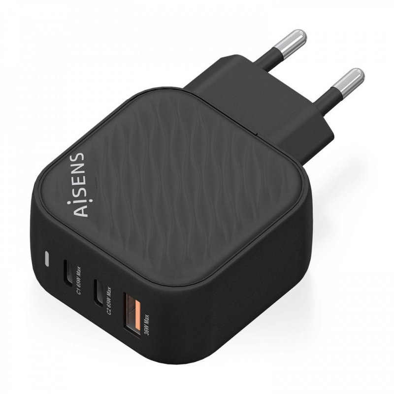 AISENS ASCH-65W3P027-BK mobile device charger Universal Black AC Fast charging Indoor