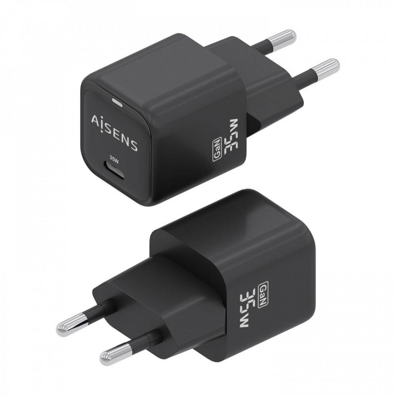 CARGADOR AISENS GAN 35W 1XUSB-C PD3.0 QC4.0 NEGRO