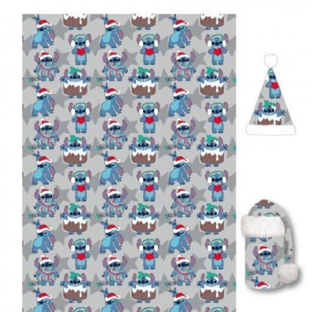 LILO & STITCH - Couverture Flanelle 110x140cm Chapeau - Stitch Noel