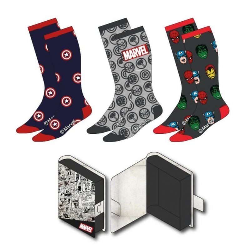 MARVEL - Pack de 3 Paires de Chaussettes (Taille 38-45)