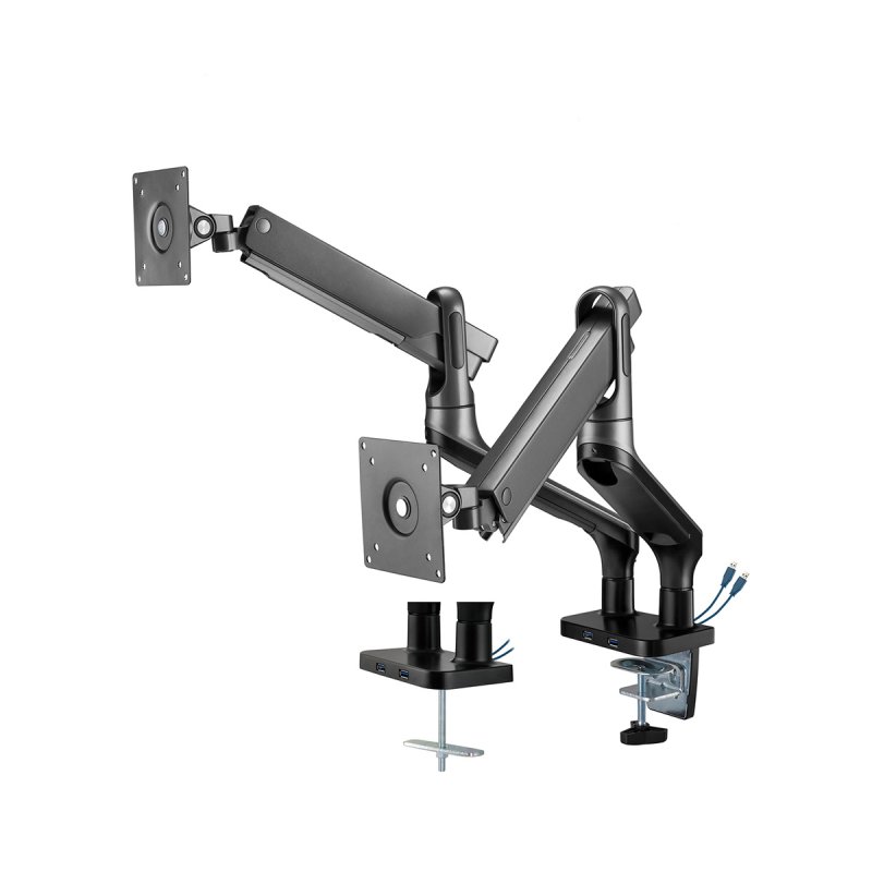 My Wall Vollbeweglicher Tischhalter mit Federsystem & 2 USB-Anschlüssen für 2x Flachbildschirme