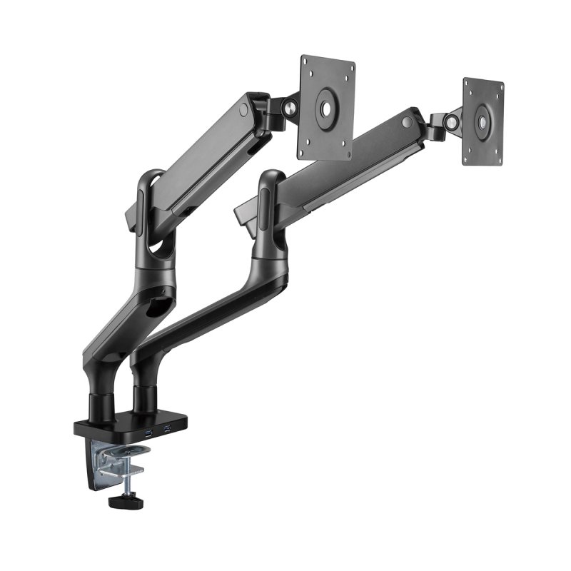 My Wall Vollbeweglicher Tischhalter mit Federsystem & 2 USB-Anschlüssen für 2x Flachbildschirme