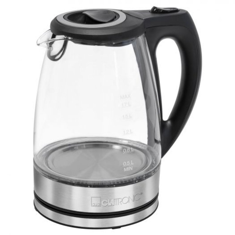 Clatronic WKS 3744 G electric kettle 1.7 L 2200 W Black, Grey, Stainless steel, Transparent