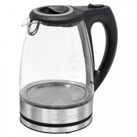Clatronic WKS 3744 G electric kettle 1.7 L 2200 W Black, Grey, Stainless steel, Transparent