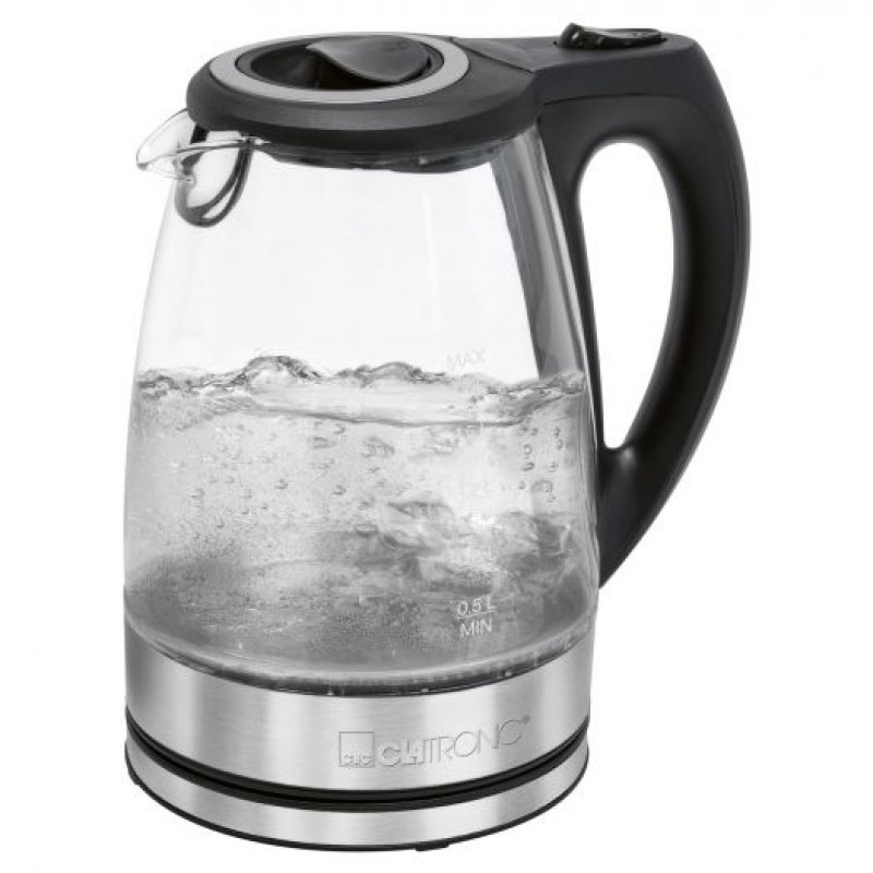 Clatronic WKS 3744 G electric kettle 1.7 L 2200 W Black, Grey, Stainless steel, Transparent