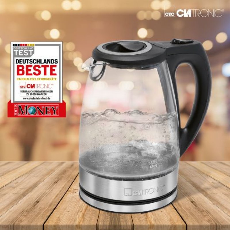 Clat Glas-Wasserkocher WKS 3744 G inox 1,7L