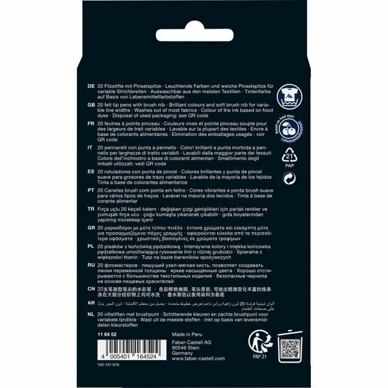 Faber-Castell 116452 stylo-feutre Couleurs assorties 20 pièce(s)