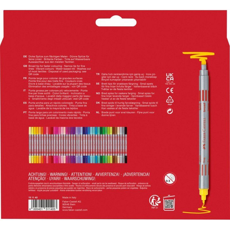 Faber-Castell 151140 marker 40 pc(s) Fine tip Multicolour